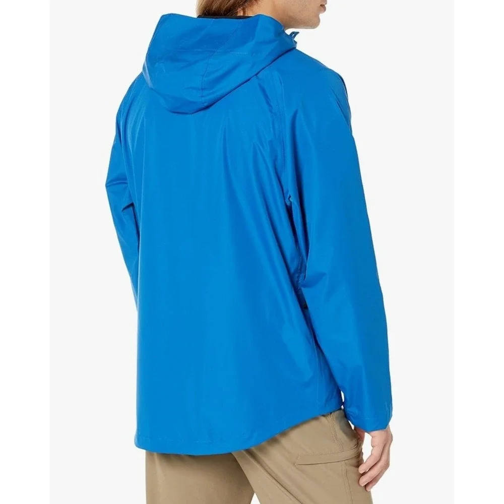 Huk Mens Gunwale Rain Jacket Blue Water Wind Proof Fishing Hooded Coat 2XL